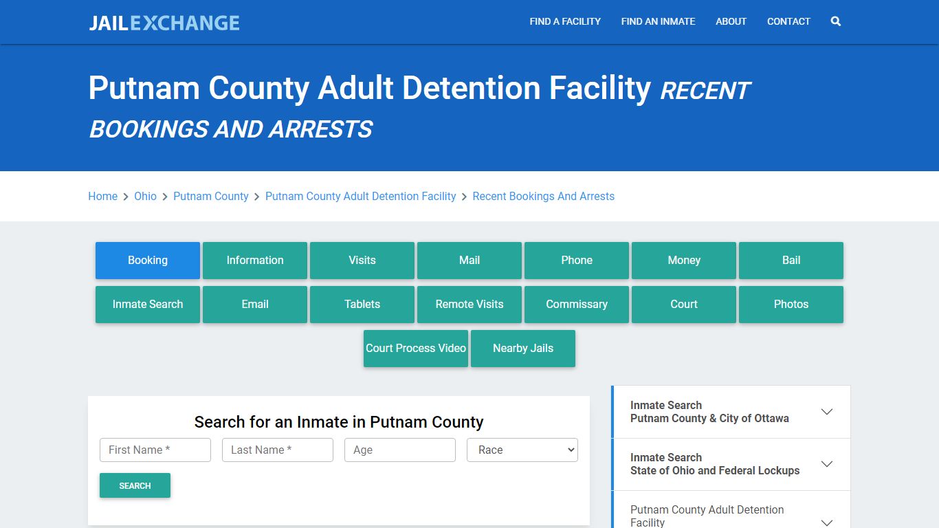 Putnam County Adult Detention Facility OH Recent Arrests and Bookings