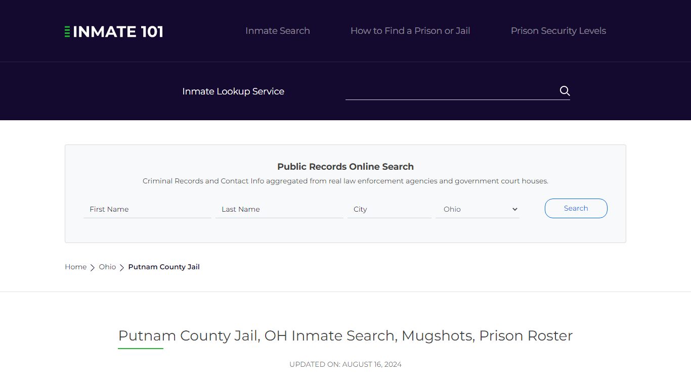 Putnam County Jail, OH Inmate Search, Mugshots, Prison Roster